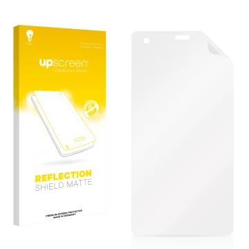 Front side of a product packaging with the brand logo upscreen. Next to it is the corresponding screen protector.