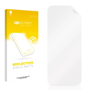 Front side of a product packaging with the brand logo upscreen. Next to it is the corresponding screen protector.