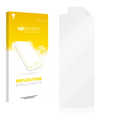 Front side of a product packaging with the brand logo upscreen. Next to it is the corresponding screen protector.