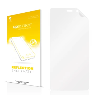 Front side of a product packaging with the brand logo upscreen. Next to it is the corresponding screen protector.