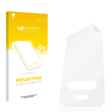 Front side of a product packaging with the brand logo upscreen. Next to it is the corresponding screen protector.