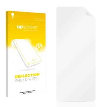 Front side of a product packaging with the brand logo upscreen. Next to it is the corresponding screen protector.