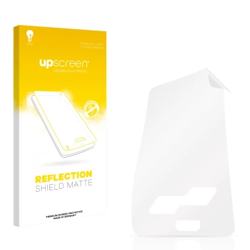 Front side of a product packaging with the brand logo upscreen. Next to it is the corresponding screen protector.