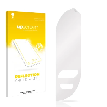 Front side of a product packaging with the brand logo upscreen. Next to it is the corresponding screen protector.