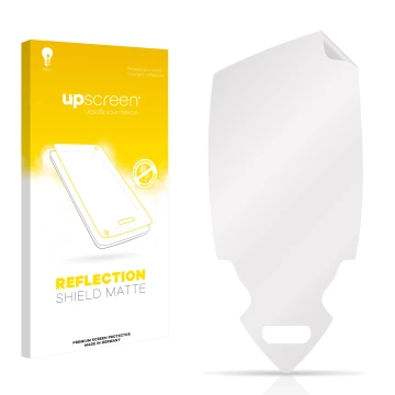 Front side of a product packaging with the brand logo upscreen. Next to it is the corresponding screen protector.