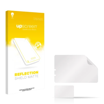 Front side of a product packaging with the brand logo upscreen. Next to it is the corresponding screen protector.