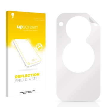 Front side of a product packaging with the brand logo upscreen. Next to it is the corresponding screen protector.
