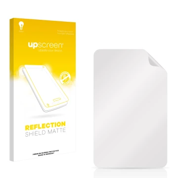 Front side of a product packaging with the brand logo upscreen. Next to it is the corresponding screen protector.