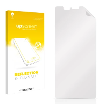 Front side of a product packaging with the brand logo upscreen. Next to it is the corresponding screen protector.
