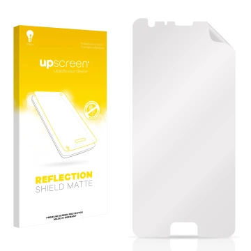 Front side of a product packaging with the brand logo upscreen. Next to it is the corresponding screen protector.
