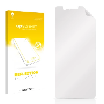Front side of a product packaging with the brand logo upscreen. Next to it is the corresponding screen protector.
