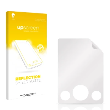 Front side of a product packaging with the brand logo upscreen. Next to it is the corresponding screen protector.
