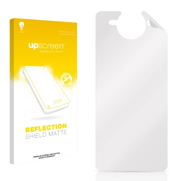 Front side of a product packaging with the brand logo upscreen. Next to it is the corresponding screen protector.