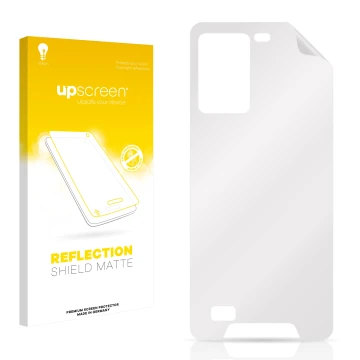 Front side of a product packaging with the brand logo upscreen. Next to it is the corresponding screen protector.