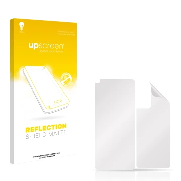 Front side of a product packaging with the brand logo upscreen. Next to it is the corresponding screen protector.