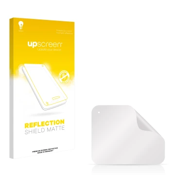 Front side of a product packaging with the brand logo upscreen. Next to it is the corresponding screen protector.