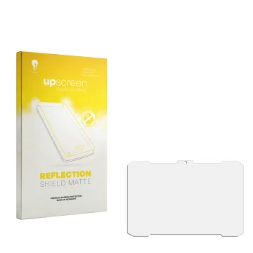 Front side of a product packaging with the brand logo upscreen. Next to it is the corresponding screen protector.