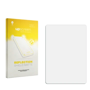 Front side of a product packaging with the brand logo upscreen. Next to it is the corresponding screen protector.