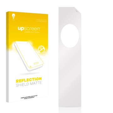 Front side of a product packaging with the brand logo upscreen. Next to it is the corresponding screen protector.