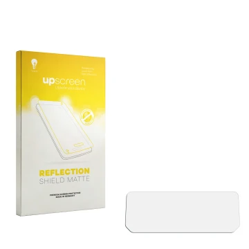 Front side of a product packaging with the brand logo upscreen. Next to it is the corresponding screen protector.