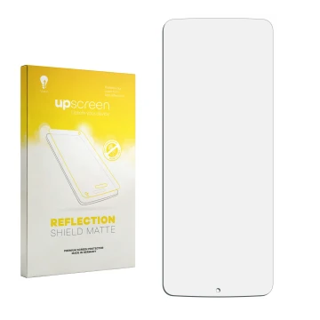 Front side of a product packaging with the brand logo upscreen. Next to it is the corresponding screen protector.