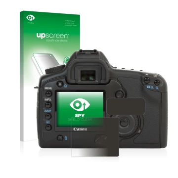 Front side of a product packaging with the brand logo upscreen. Next to it is the device Canon EOS 5D shown with the correspon