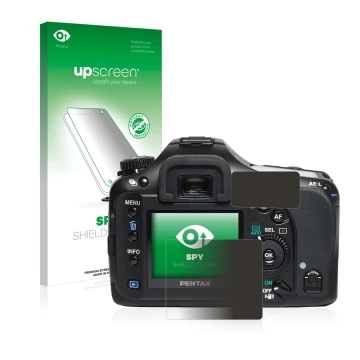 Front side of a product packaging with the brand logo upscreen. Next to it is the device Pentax K10D shown with the correspond