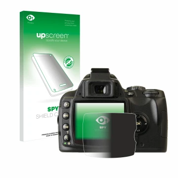 Front side of a product packaging with the brand logo upscreen. Next to it is the device Nikon D40x shown with the correspondi