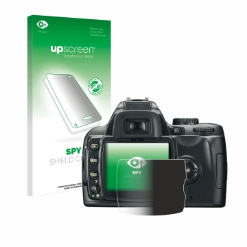 Front side of a product packaging with the brand logo upscreen. Next to it is the device Nikon D60 shown with the correspondin
