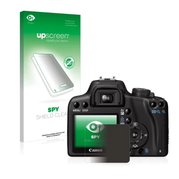 Front side of a product packaging with the brand logo upscreen. Next to it is the device Canon EOS 1000D shown with the corres