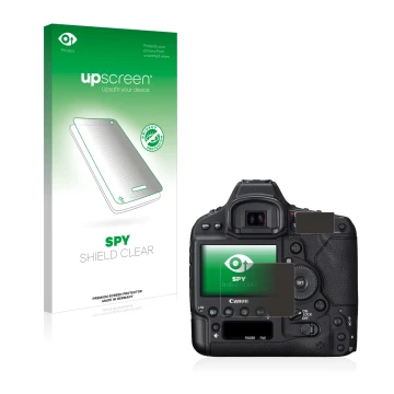 Front side of a product packaging with the brand logo upscreen. Next to it is the device Canon EOS 1Ds Mark II shown with the 