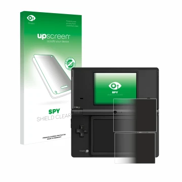 Front side of a product packaging with the brand logo upscreen. Next to it is the device Nintendo DSi shown with the correspon