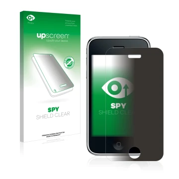 Front side of a product packaging with the brand logo upscreen. Next to it is the device Apple iPhone 3GS shown with the corre