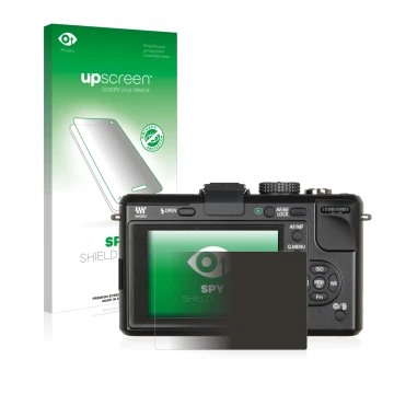 Front side of a product packaging with the brand logo upscreen. Next to it is the device Panasonic Lumix DMC-GF1 shown with th