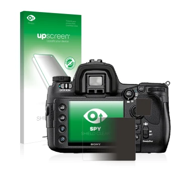 Front side of a product packaging with the brand logo upscreen. Next to it is the device Sony Alpha 850 (DSLR-A850) shown with