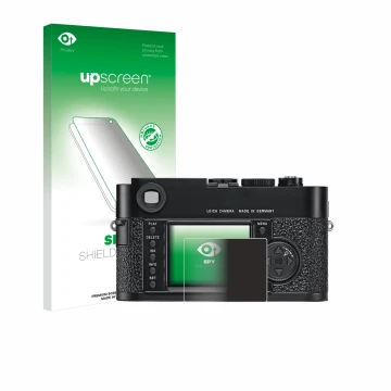 Front side of a product packaging with the brand logo upscreen. Next to it is the device Leica M9 shown with the corresponding