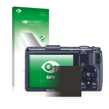 Front side of a product packaging with the brand logo upscreen. Next to it is the device Ricoh GR Digital III (2009-2011) show
