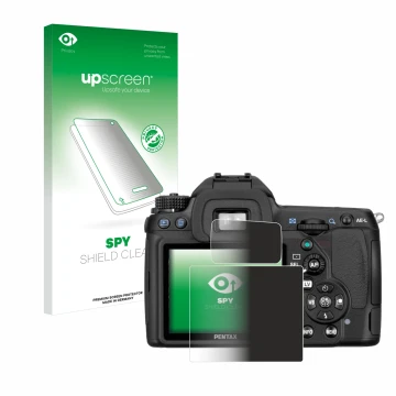 Front side of a product packaging with the brand logo upscreen. Next to it is the device Pentax K5, K-5 shown with the corresp
