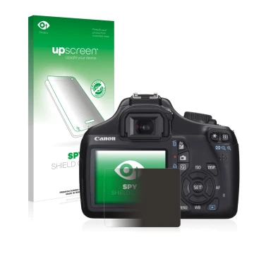 Front side of a product packaging with the brand logo upscreen. Next to it is the device Canon EOS 1100D shown with the corres