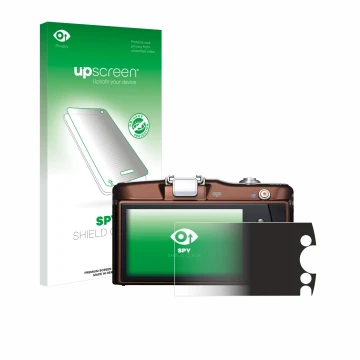 Front side of a product packaging with the brand logo upscreen. Next to it is the device Olympus PEN E-PM1 shown with the corr
