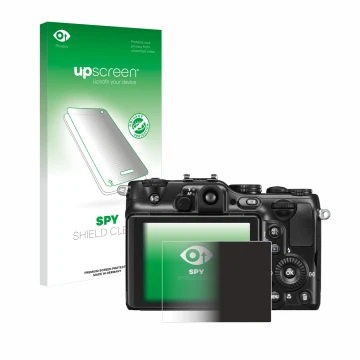 Front side of a product packaging with the brand logo upscreen. Next to it is the device Nikon Coolpix P7100 shown with the co