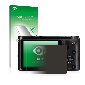 Front side of a product packaging with the brand logo upscreen. Next to it is the device Samsung NX1000 shown with the corresp