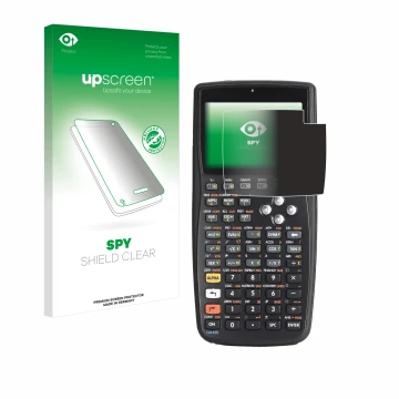 Front side of a product packaging with the brand logo upscreen. Next to it is the device HP 50g F2229AA#UUZ shown with the cor