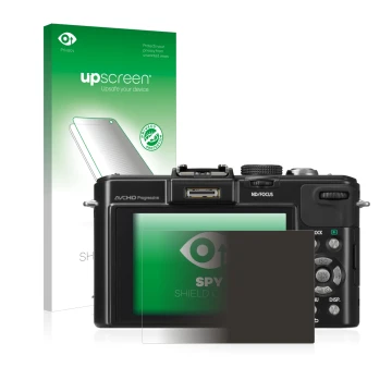 Front side of a product packaging with the brand logo upscreen. Next to it is the device Panasonic Lumix DMC-LX7 shown with th