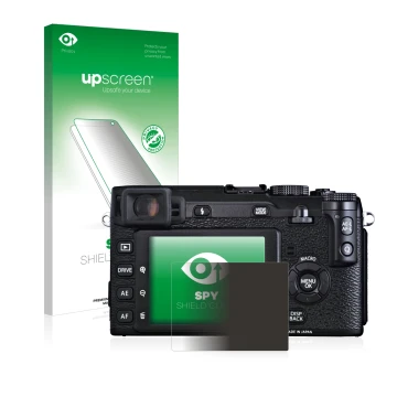 Front side of a product packaging with the brand logo upscreen. Next to it is the device Fujifilm X-E1 shown with the correspo