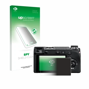 Front side of a product packaging with the brand logo upscreen. Next to it is the device Sony Alpha NEX-6 shown with the corre
