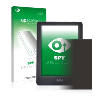 Front side of a product packaging with the brand logo upscreen. Next to it is the device Kobo Glo shown with the corresponding