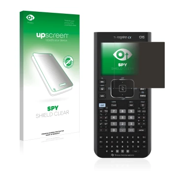 Front side of a product packaging with the brand logo upscreen. Next to it is the device Texas Instruments Nspire CX CAS shown