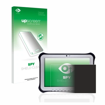 Front side of a product packaging with the brand logo upscreen. Next to it is the device Panasonic Toughpad FZ-G1 shown with t