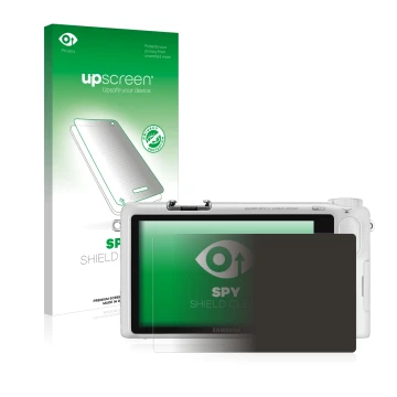 Front side of a product packaging with the brand logo upscreen. Next to it is the device Samsung NX2000 shown with the corresp